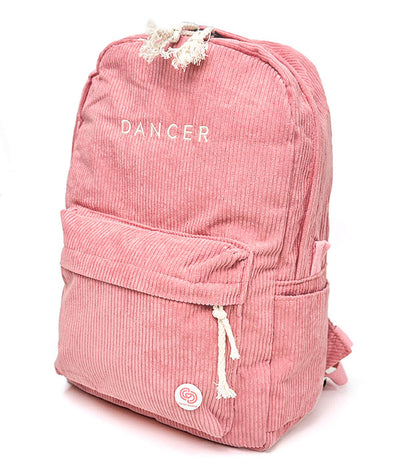 Rose-colored corduroy backpack dance bag