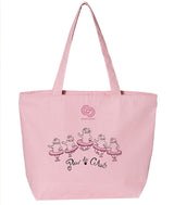 Pink canvas zippered dance bag with cute kitty "Paw De Chat" design from Covet Dance