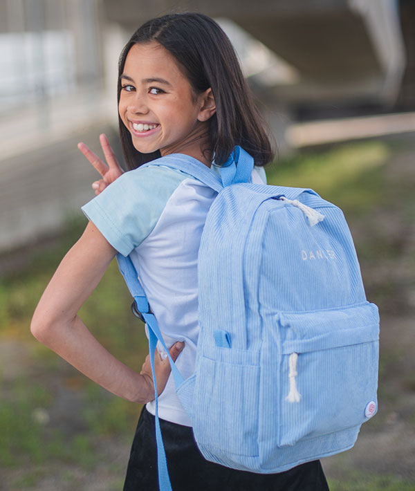 Cute light blue corduroy dance bag backpack
