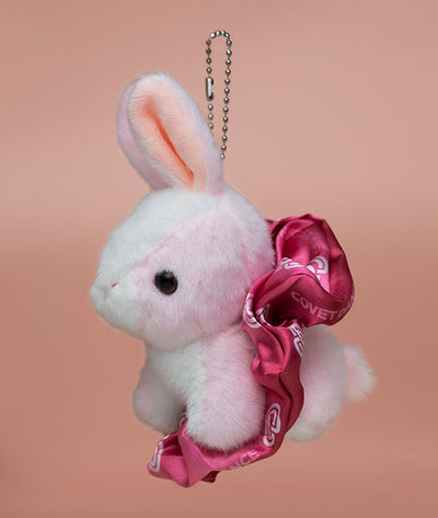 Pink and White bunny keychain with Covet Dance scrunchie tutu