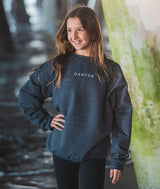 DANCER embroidered crew neck sweatshirt in Charcoal Heather