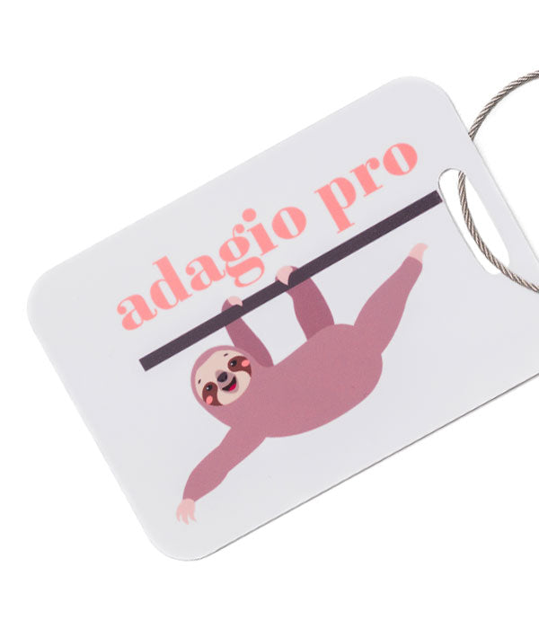 The slow agile movements of the sloth make him an ADAGIO PRO. You'll love this cute aluminum dance bag tag!