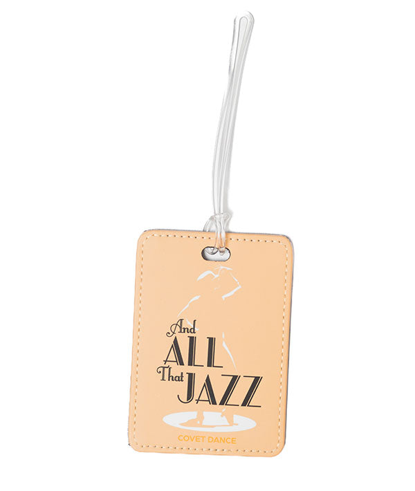 Poly-leather dance bag luggage tag with All That Jazz illustration