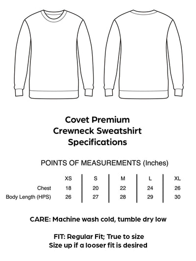 Covet Crewneck Sizing Specs