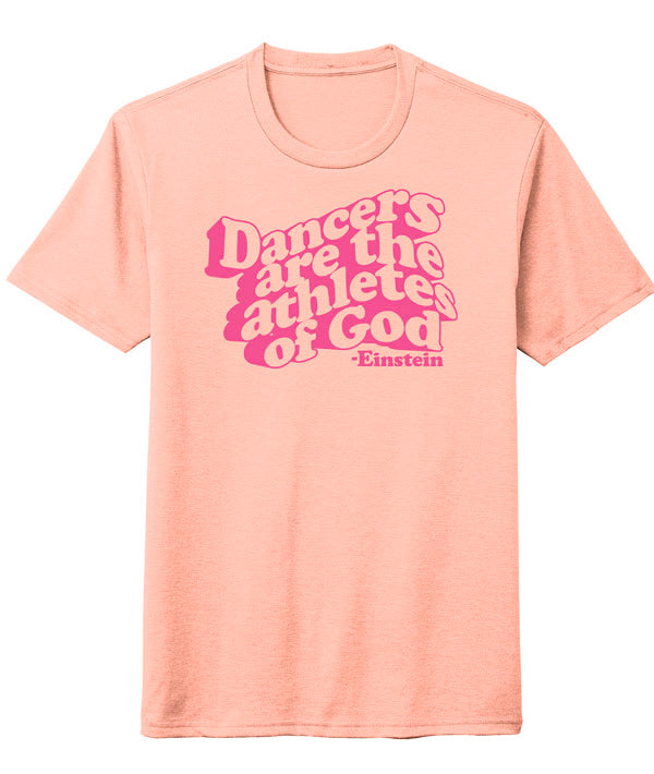 Inspirational dance quote on orange tee with Barbie pink writing