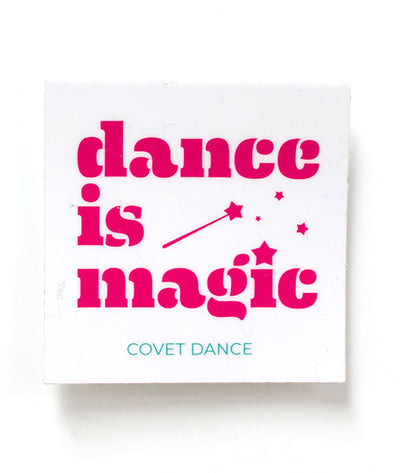 dance is magic sticker white with pink text star wand and magic stars imagination creativity beauty in dance