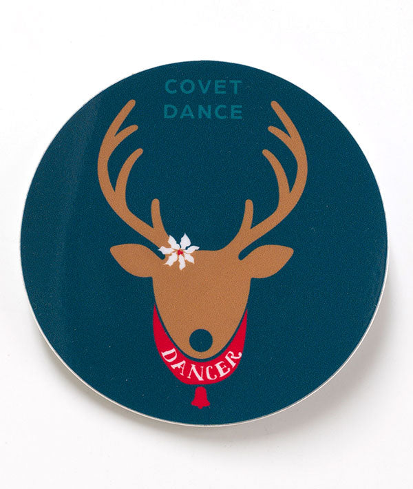 reindeer named dancer sticker holiday Christmas cheer celebration winter flower scarf
