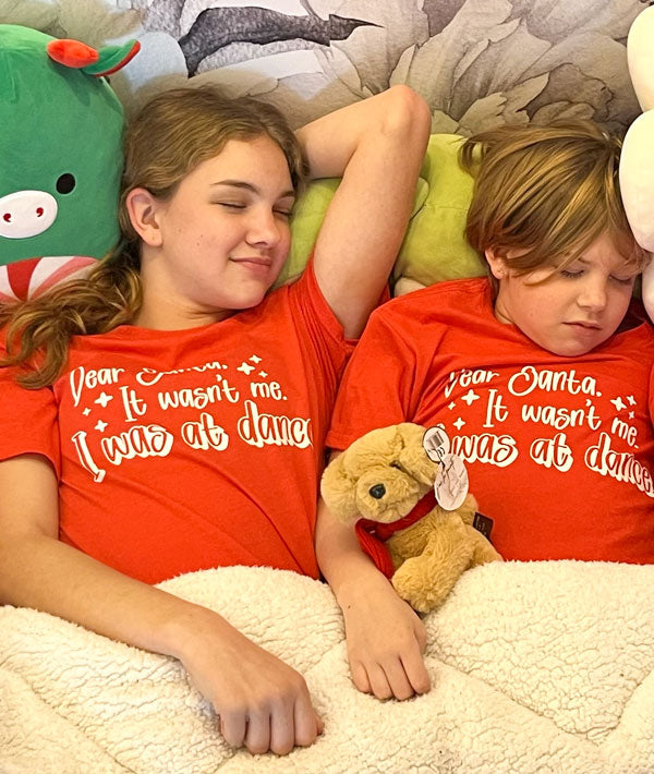 Dance sleep-over with "Dear Santa, It wasn't me" tees