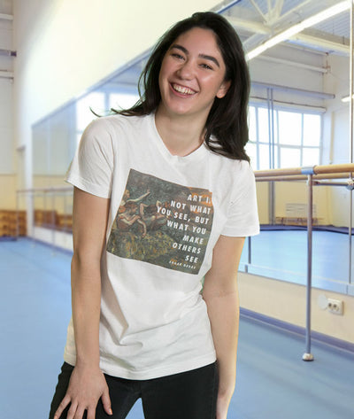 Dance teacher wearing 4 Dancers Degas Quote shirt