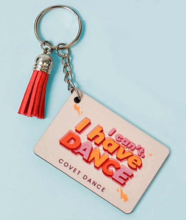 I Can't I Have Dance keychain with leather tassel