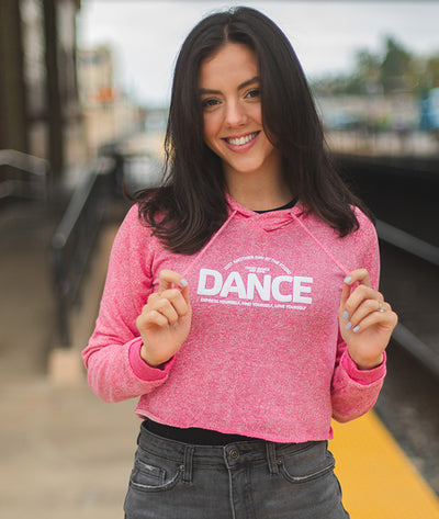 Just Another Day at the Dance Studio cropped hoodie in bright pink