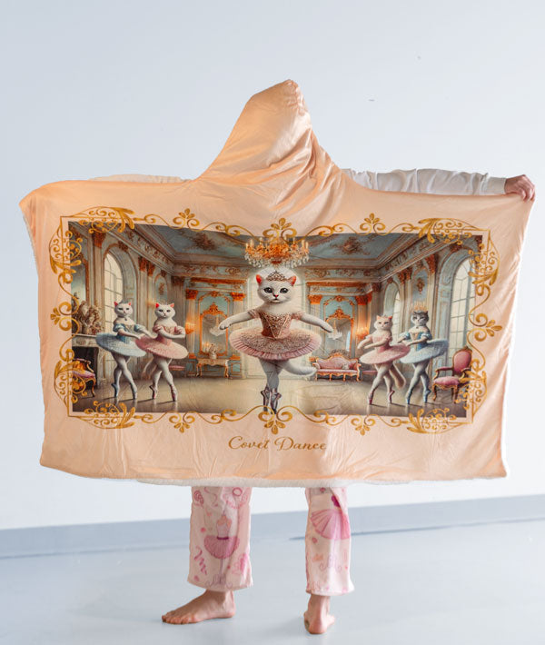 Back of Rococo Kitty Ballerina Hooded Blanket 