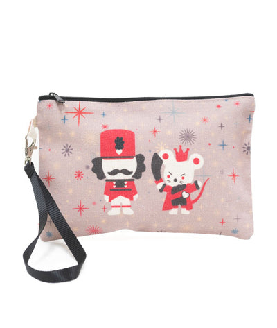 Cosmetic Pouch with Cute Nutcracker and Mouse King Graphic