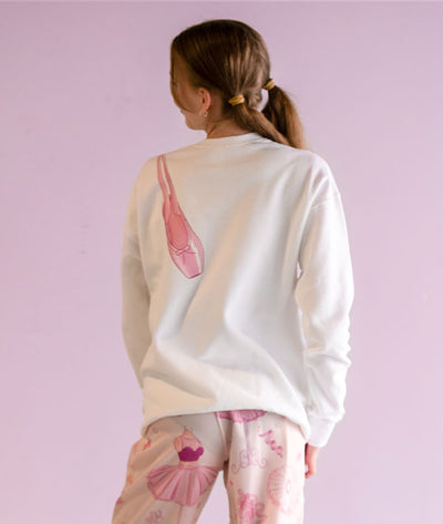 Back view of the "Over the Shoulder" crewneck sweatshirt