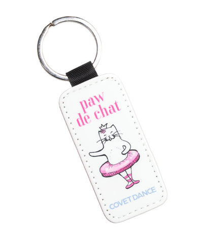 Step of the Cat ballet keychain with pink glitter back