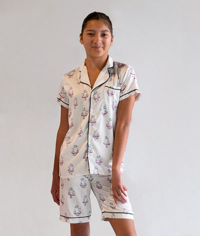 Paw De Chat Girls Satin Pajamas