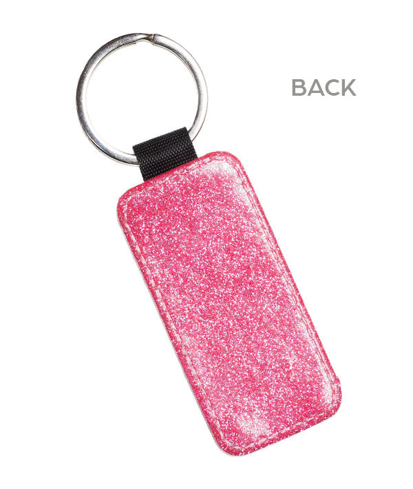 pretty pink glitter on back of ballet keychain