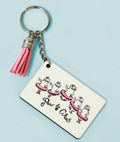 Pas de Chat Kitty Keychain with pink tassel
