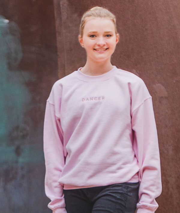 Dancer embroidered sweatshirt in "Ballet Pink"