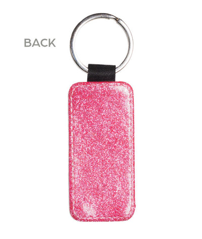 Pink glittery poly-leather keychain for dancers