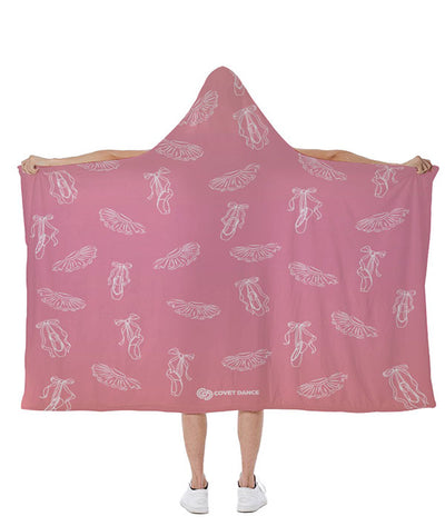 Hooded Blanket With Pointe Shoe and Tutu Illustrations