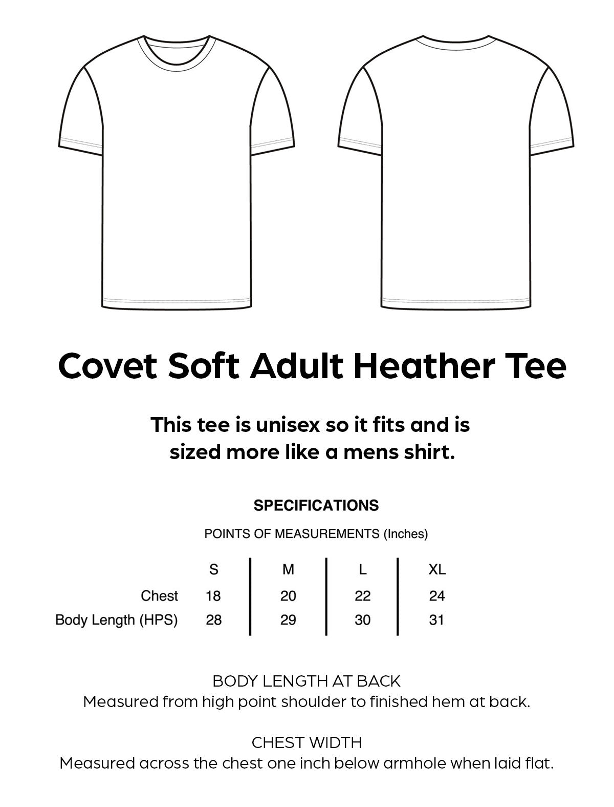 Covet Soft Adult Tee Specifications