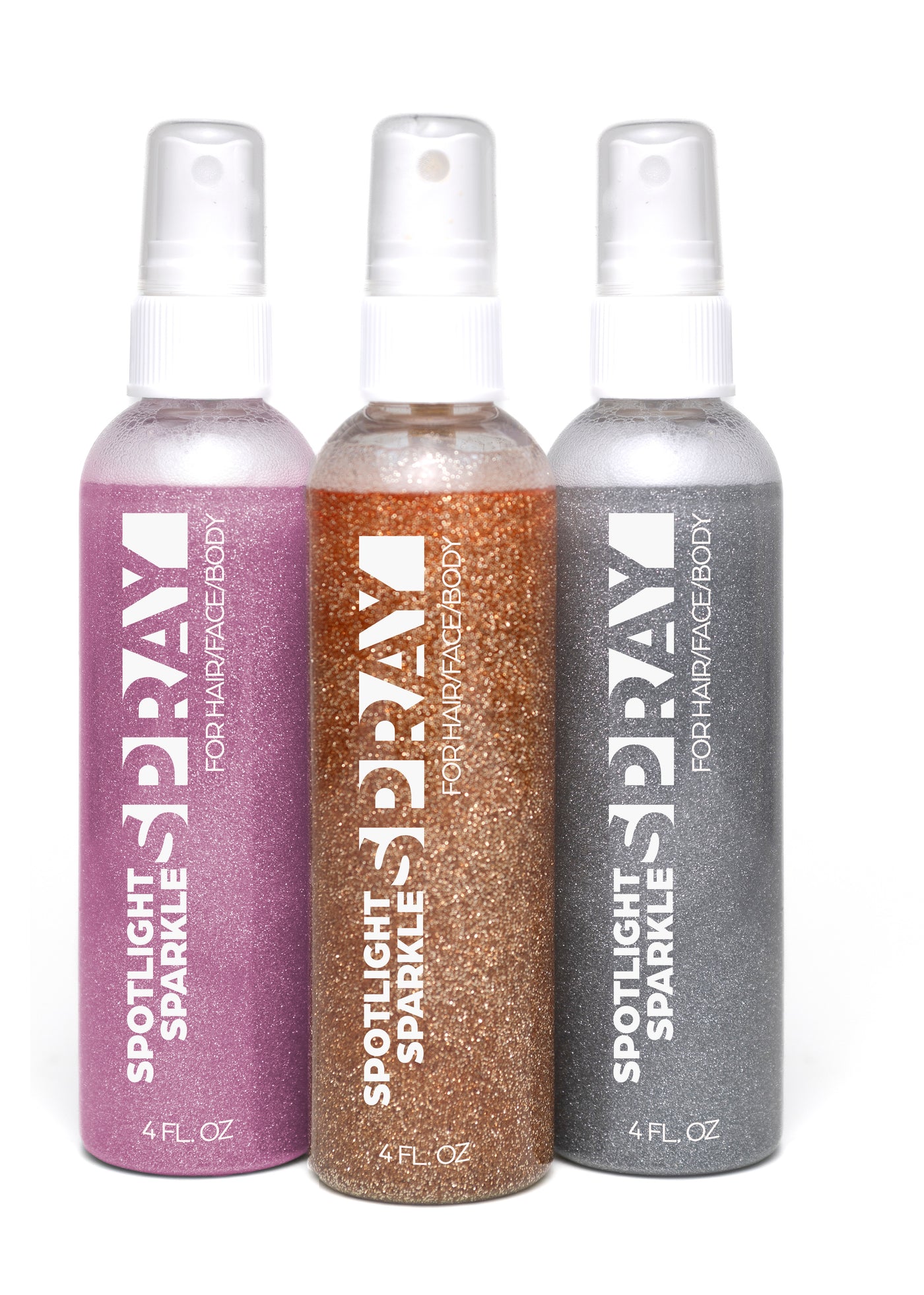 3 colors of Spotlight Sparkle Glitter Spray