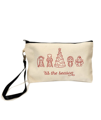 'Tis the Season cosmetic bag with Nutcracker Ballet characters 