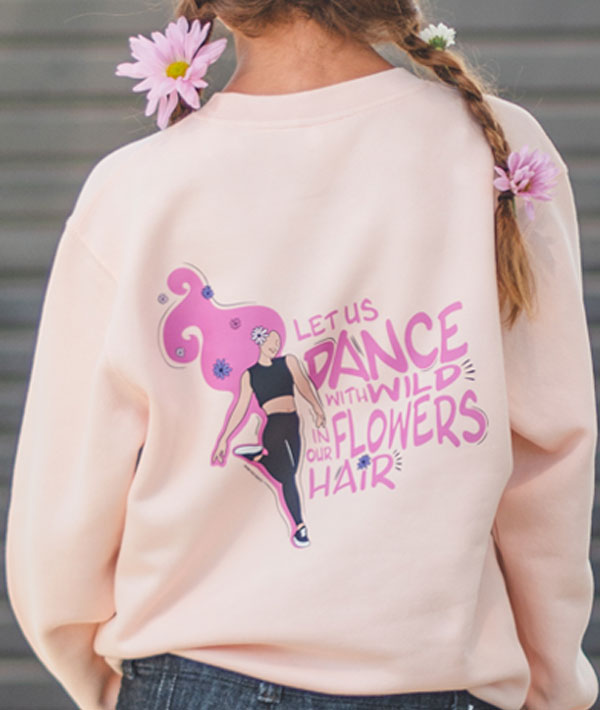 Back of Covet Wild Flowers Crewneck Sweatshirt