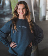 Young Dancer wearing embroidered Ballerina Crewneck Sweatshirt