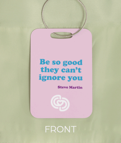 aluminum dance luggage tag with famous quote by steve martin