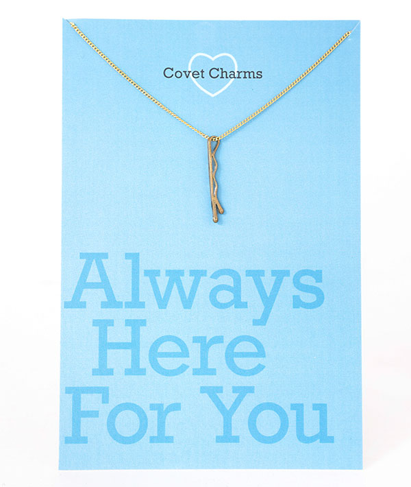 Always Here For You gift card with Antique Brass Bobby Pin Charm