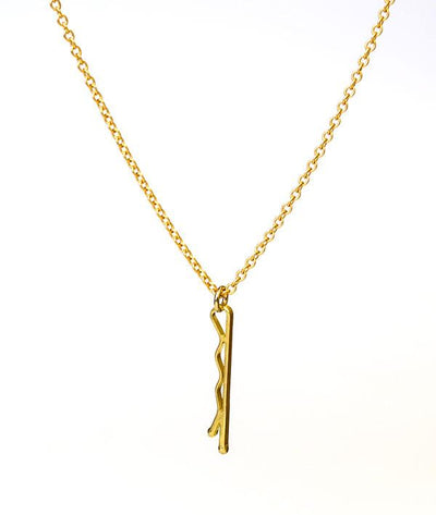 Gold bobby pin charm on 18" gold chain