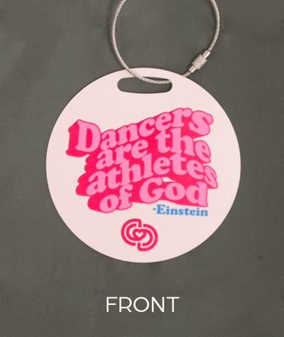 Circular Aluminum luggage tag with dance quote by einstein