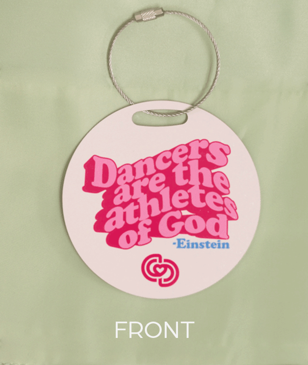 aluminum dance luggage tag with quote by einstein in color