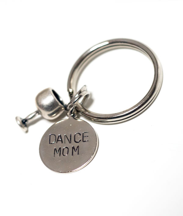 Silver Dance Mom Keychain