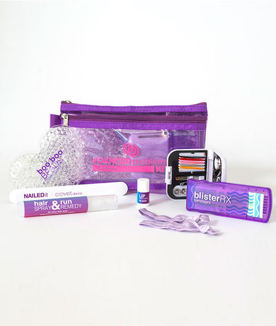 Cute purple pouch holds clever solutions for dancer probs