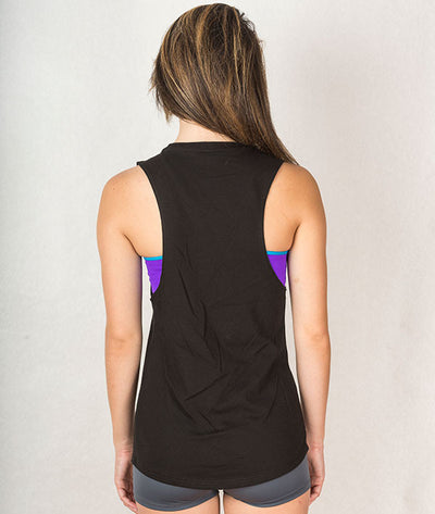 Back view of muscle tee showing large arm openings