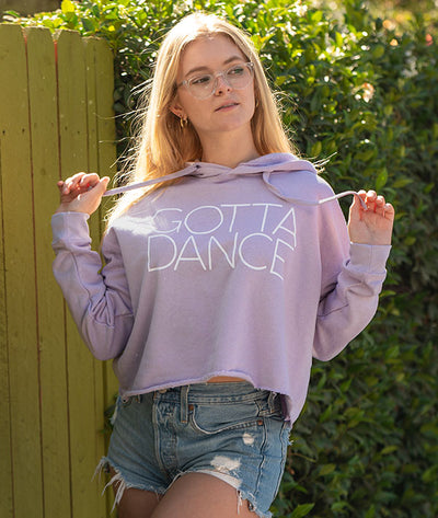 Gotta Dance Crop Hoodie in light purple