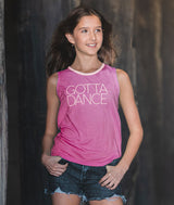 GOTTA DANCE Girls Twist Back Tank in Bright Pink