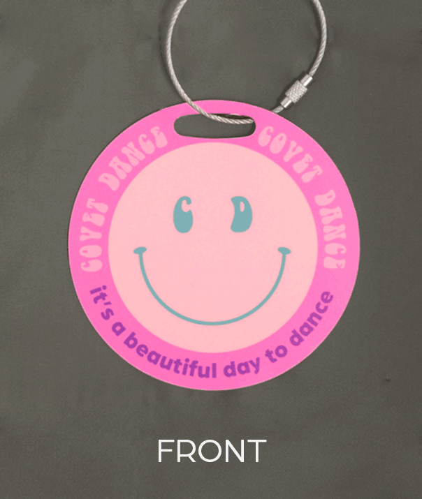 aluminum luggage beautiful day to dance tag with smiling face