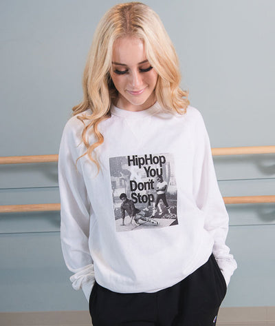 Blonde dancer wearing Hip Hop You Don't Stop Crewneck Sweatshirt