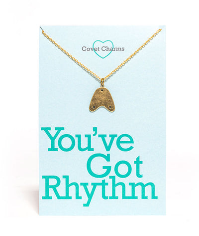 Brass Tap Dancer Charm Necklace with You've Got Rhythm card