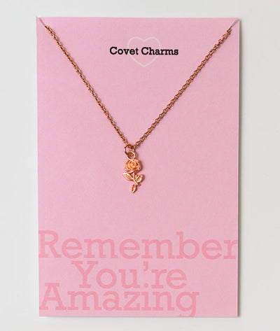 Remember You're Amazing - Recital Rose Necklace in Rose Gold