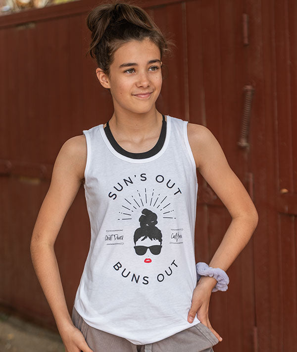 Girls Tanks with Sun's Out Buns Out design