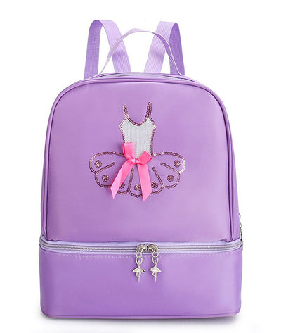 Purple dancer backpack with sequined tutu decoration