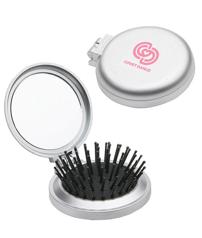 compact mirror with hairbrush