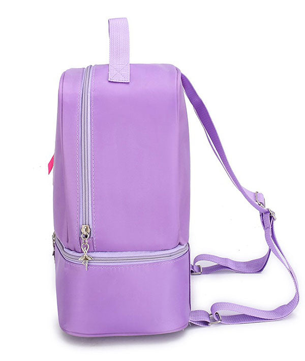 side view of purple dance bag
