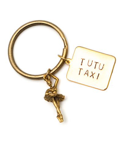 Gold-plated brass tutu taxi key chain