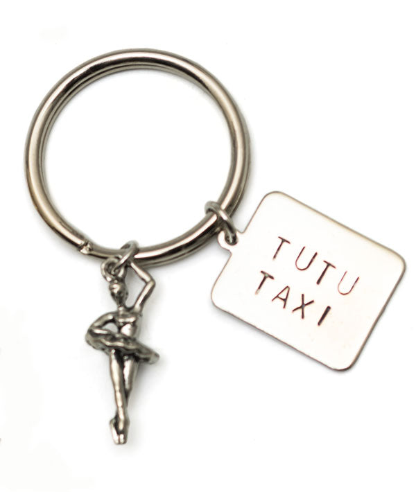 Tutu Taxi Silver Keychain for Dance Moms